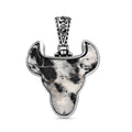 Artisan Crafted White Buffalo Bull Head Pendant in Sterling Silver 16.10 ctw - Sticky add to cart bar