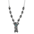 Artisan Crafted White Buffalo and Sleeping Beauty Turquoise Yei Kachina Necklace 18 Inches in Sterling Silver 17.65 ctw - Sticky add to cart bar