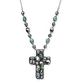 Artisan Crafted Blue Moon Turquoise and Royston Turquoise Cross Necklace 18-20 Inches in Sterling Silver 26.90 ctw - Sticky add to cart bar