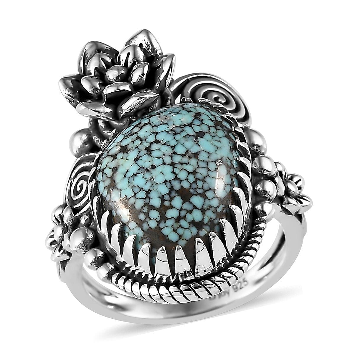Artisan Crafted Blue Moon Turquoise Solitaire Ring in Sterling Silver (Size 10.0) 8.40 ctw