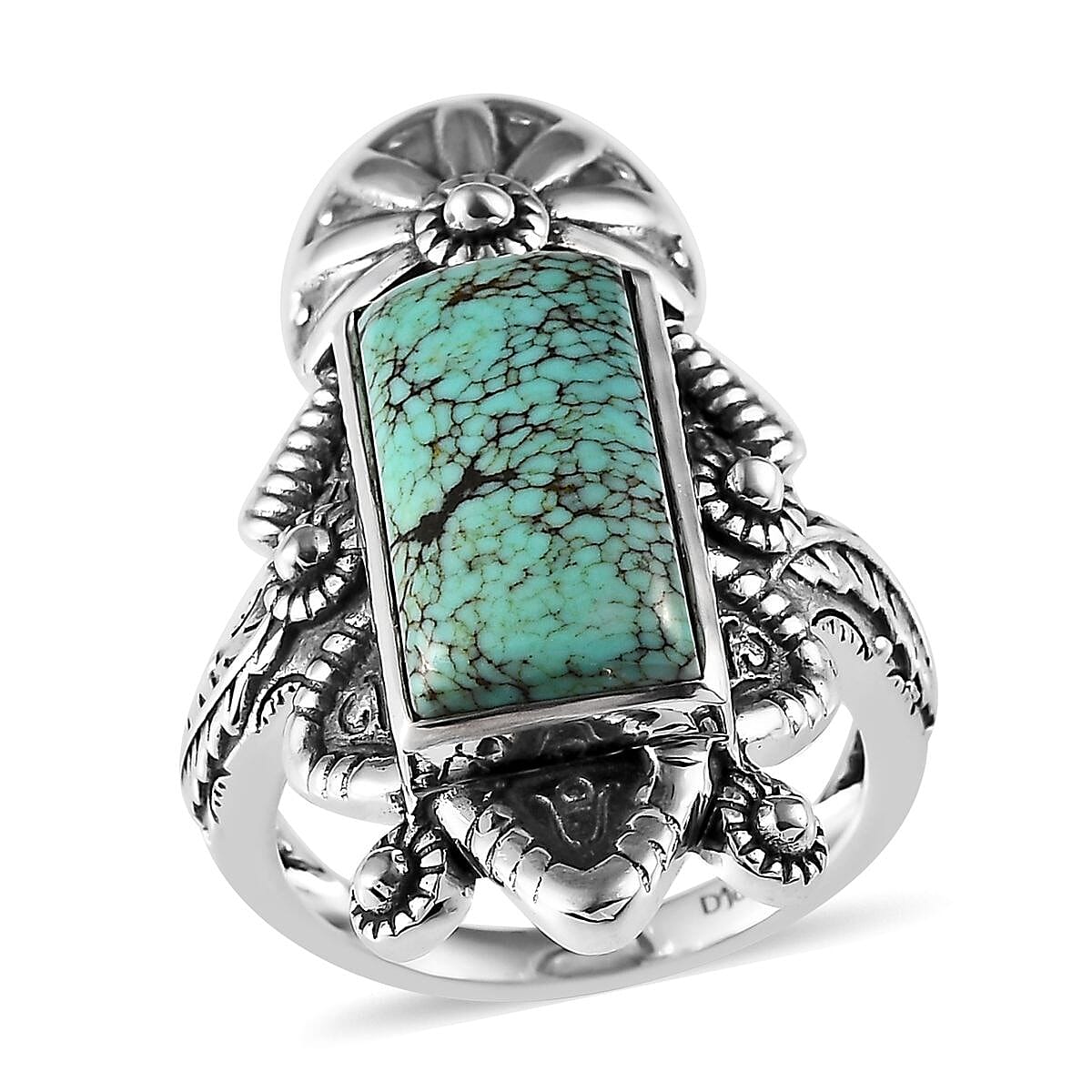 Artisan Crafted Blue Moon Turquoise Solitaire Designer Ring in Sterling Silver (Size 7.0)