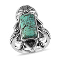 Artisan Crafted Blue Moon Turquoise Solitaire Designer Ring in Sterling Silver (Size 7.0) - Sticky add to cart bar