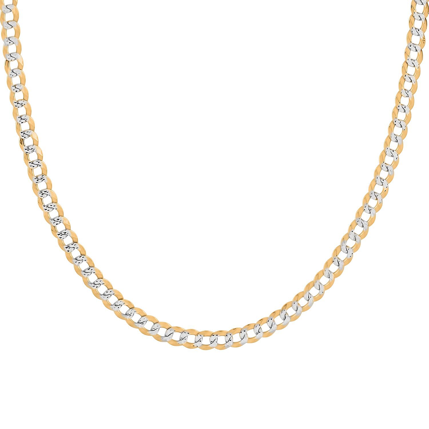 14K Yellow and White Gold Cuban Pave Necklace 24 Inches 27.8 Grams