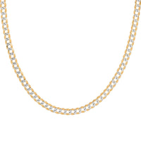 14K Yellow and White Gold Cuban Pave Necklace 24 Inches 27.8 Grams