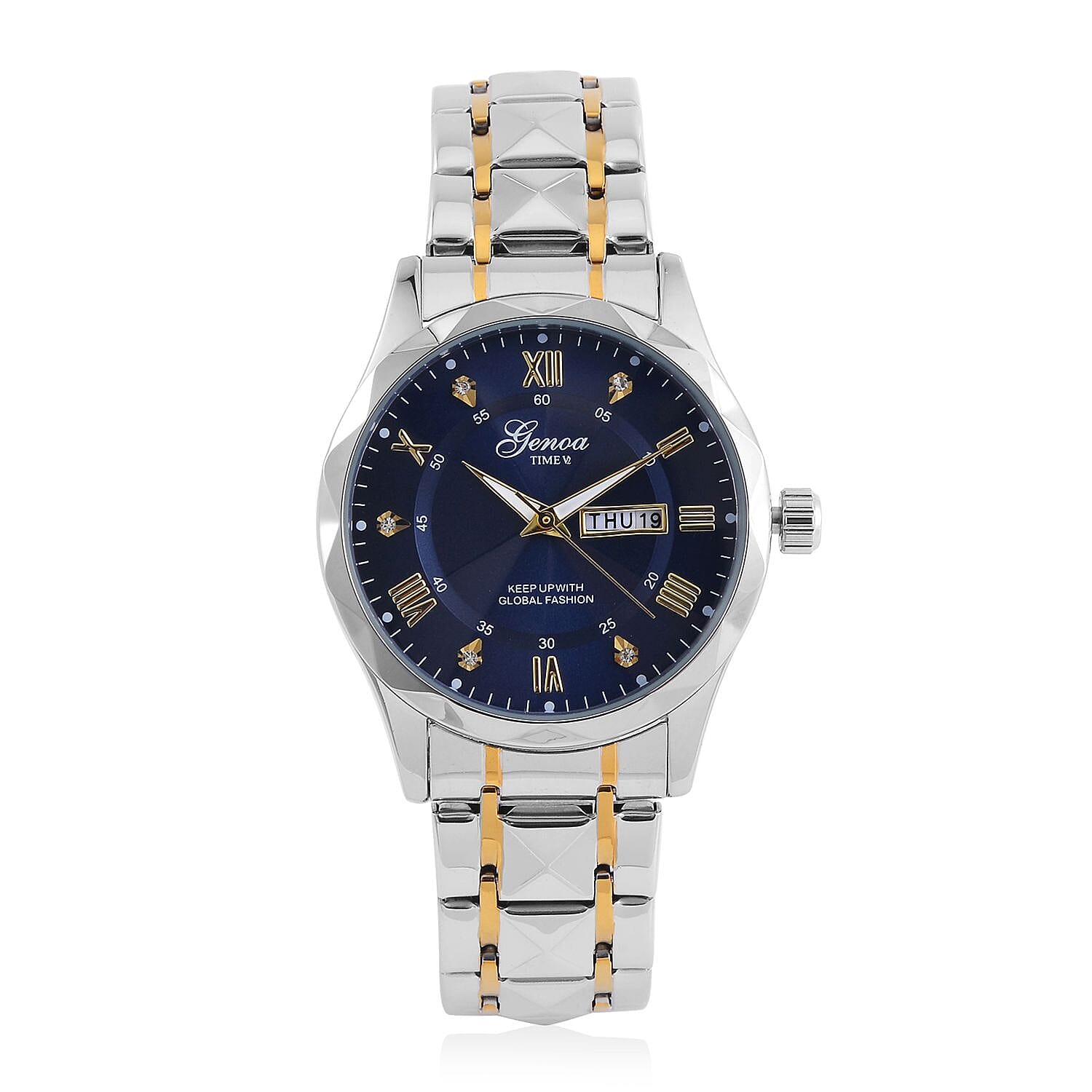 Genoa Austrian Crystal Quartz Movement Watch in Goldtone and Silvertone