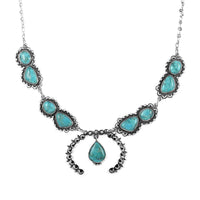 Santa Fe Style Blue Turquoise Necklace 18-21 Inches in Sterling Silver 27.00 ctw