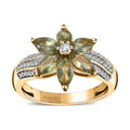 Tanzanian Natural Green Apatite and White Zircon Ring in Vermeil Yellow Gold Over Sterling Silver (Size 10.0) 1.70 ctw - Sticky add to cart bar