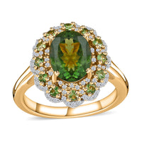 Tanzania Natural Green Apatite, Multi Gemstone Ring in Vermeil YG Over Sterling Silver (Size 10.0) 2.75 ctw