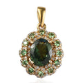 Tanzanian Natural Green Apatite and Multi Gemstone Floral Pendant in Vermeil Yellow Gold Over Sterling Silver 2.75 ctw - Sticky add to cart bar