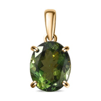 Luxoro 10K Yellow Gold AAA Tanzanian Natural Green Apatite Solitaire Pendant 3.65 ctw