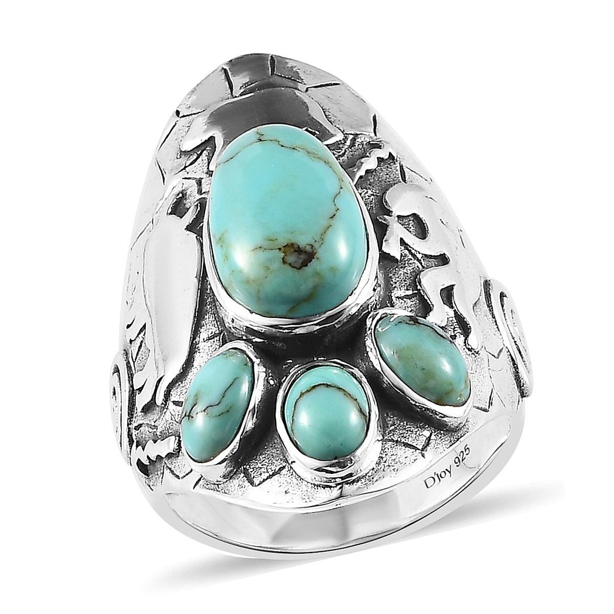 Artisan Crafted Blue Moon Turquoise Ring in Sterling Silver (Size 7.0) 5.40 ctw