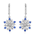 Simulated Diamond and Tanzanian Blue Spinel (DF) Snowflake Earrings in Rhodium Over Sterling Silver 1.15 ctw - Sticky add to cart bar