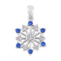 Simulated Diamond and Tanzanian Blue Spinel (DF) Snowflake Pendant in Rhodium Over Sterling Silver 0.60 ctw - Sticky add to cart bar