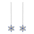 Simulated Diamond and Tanzanian Blue Spinel (DF) Snowflake Earrings in Rhodium Over Sterling Silver 1.00 ctw - Sticky add to cart bar