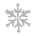 White Shell Pearl and Simulated Diamond Snowflake Brooch in Rhodium Over Sterling Silver 3.25 ctw - Sticky add to cart bar