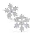 Simulated Diamond Snowflake Bypass Ring in Rhodium Over Sterling Silver (Size 6.0) 1.15 ctw - Sticky add to cart bar