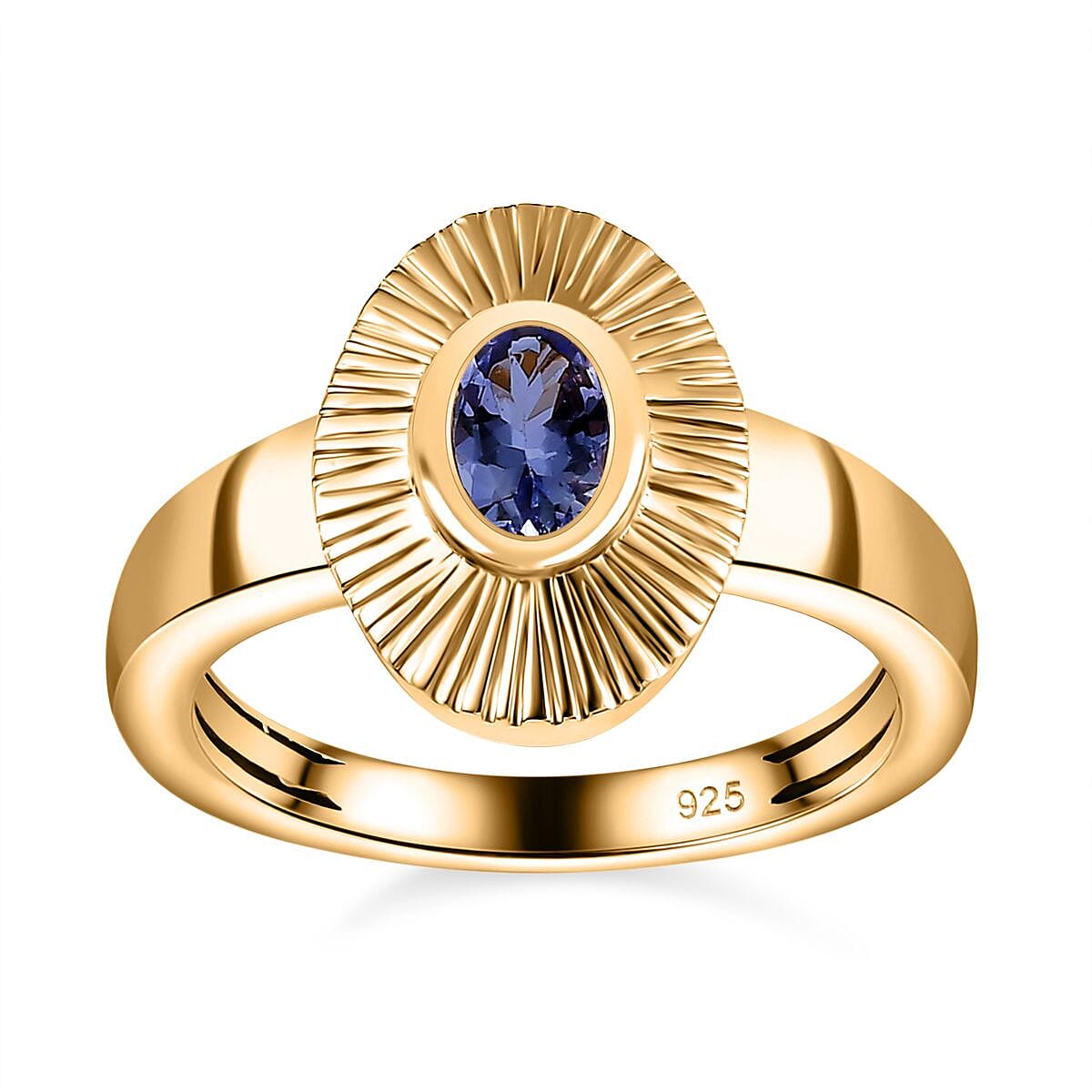 Tanzanite Ring in Vermeil YG Over Sterling Silver (Size 11.5) 0.50 ctw
