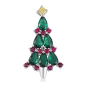 Green Nano Crystal, Ruby and Simulated Yellow Diamond Christmas Tree Pendant in Rhodium Over Sterling Silver 0.60 ctw - Sticky add to cart bar