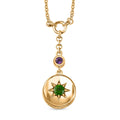 Chrome Diopside, Multi Gemstone Celesital Coin Necklace (18 Inches) in Vermeil YG Over Sterling Silver 0.50 ctw - Sticky add to cart bar