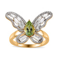GP Natural Calabar Green Tourmaline, Multi Gemstone Butterfly Ring in Vermeil YG Over Sterling Silver (Size 10.0) 2.50 ctw - Sticky add to cart bar