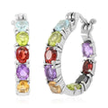 Multi Gemstone Inside Out Hoop Earrings in Stainless Steel 5.50 ctw - Sticky add to cart bar