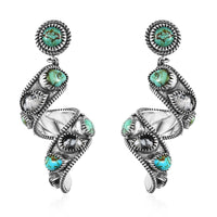 Artisan Crafted Blue Moon Turquoise, Royston Turquoise and White Buffalo Earrings in Sterling Silver 13.10 ctw