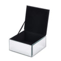 Square Glass Jewelry Box with Silver and Black Crystal Floral on Top (4.72"x4.72"x2.95") - Sticky add to cart bar