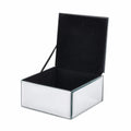 Square Glass Jewelry Box with Silver and Black Crystal Floral on Top (4.72"x4.72"x2.95") - Sticky add to cart bar