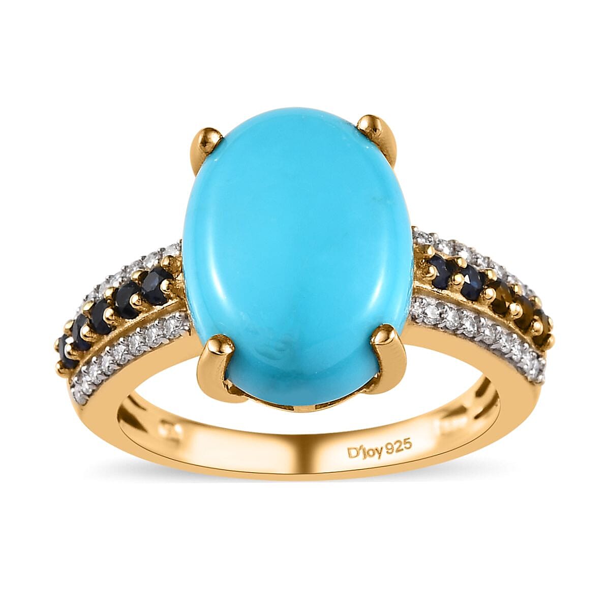 Sleeping Beauty Turquoise and Multi Gemstone Ring in Vermeil Yellow Gold Over Sterling Silver 5.75 ctw (Del. in 10-12 Days)