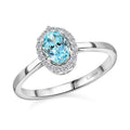 Certified & Appraised Iliana 18K White Gold AAA Santa Maria Aquamarine and G-H SI Diamond Halo Ring 1.00 ctw - Sticky add to cart bar
