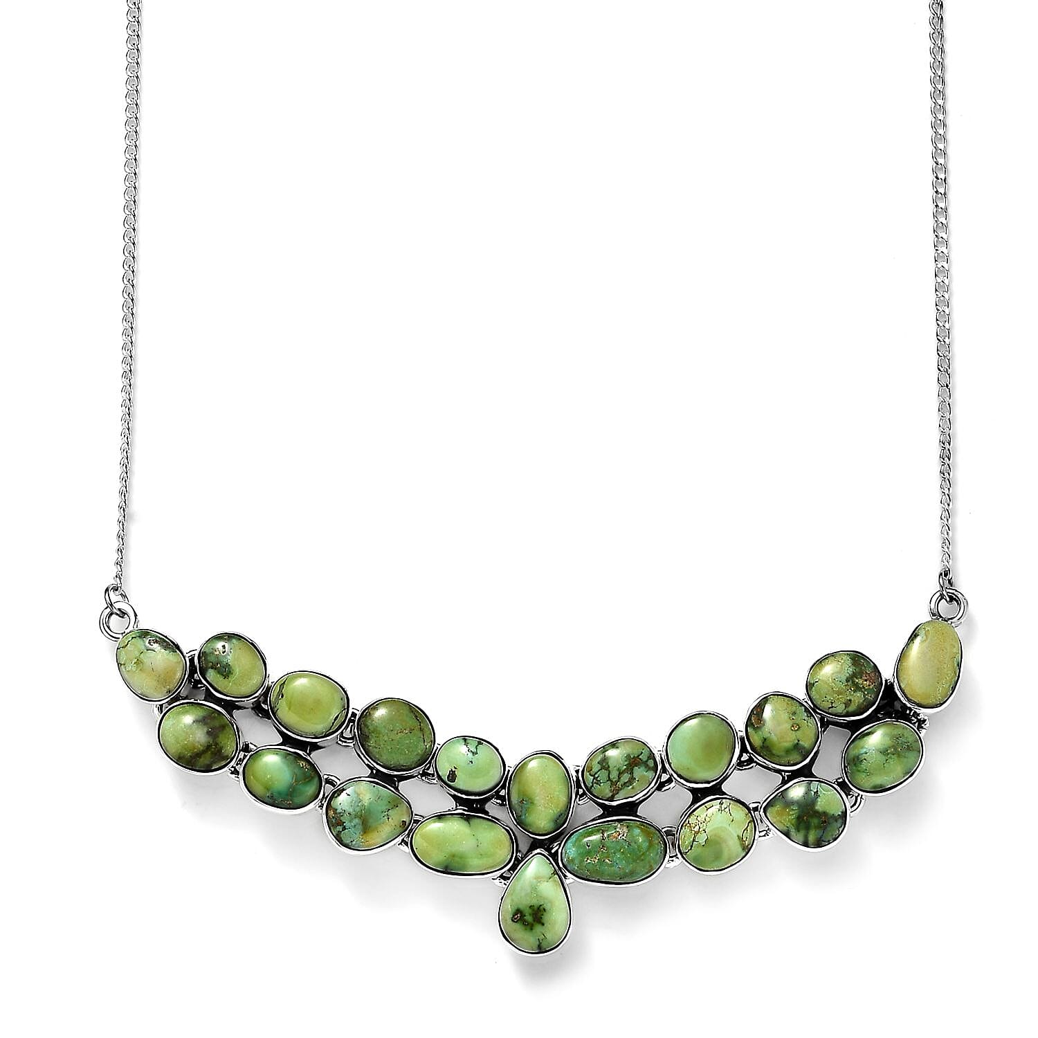 Artisan Crafted Sonoran Gold Turquoise Necklace 18-20 Inches in Sterling Silver 40.00 ctw