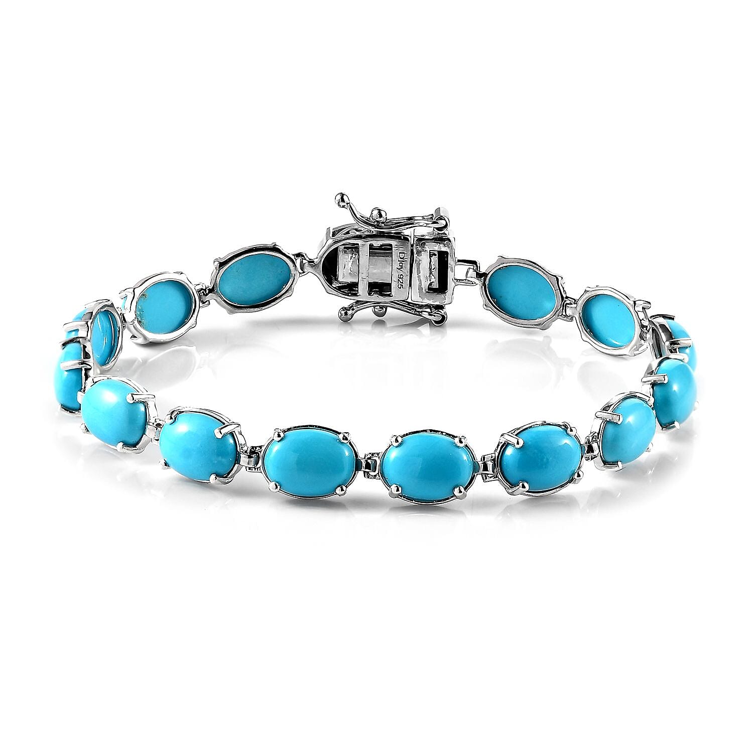 Doorbuster Premium Sleeping Beauty Turquoise Bracelet in Platinum Over Sterling Silver (6.50 In) 18.75 ctw (Del. in 5-7 Days)