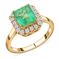 Certified and Appraised Iliana 18K Yellow Gold AAA Boyaca Colombian Emerald, Diamond (SI) (0.36 cts) Ring (Size 10.0) (4.40 g) 1.85 ctw - Sticky add to cart bar