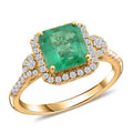 Certified and Appraised Iliana 18K Yellow Gold AAA Boyaca Colombian Emerald, Diamond (SI) (0.33 cts) Ring (Size 10.5) 2.00 ctw - Sticky add to cart bar