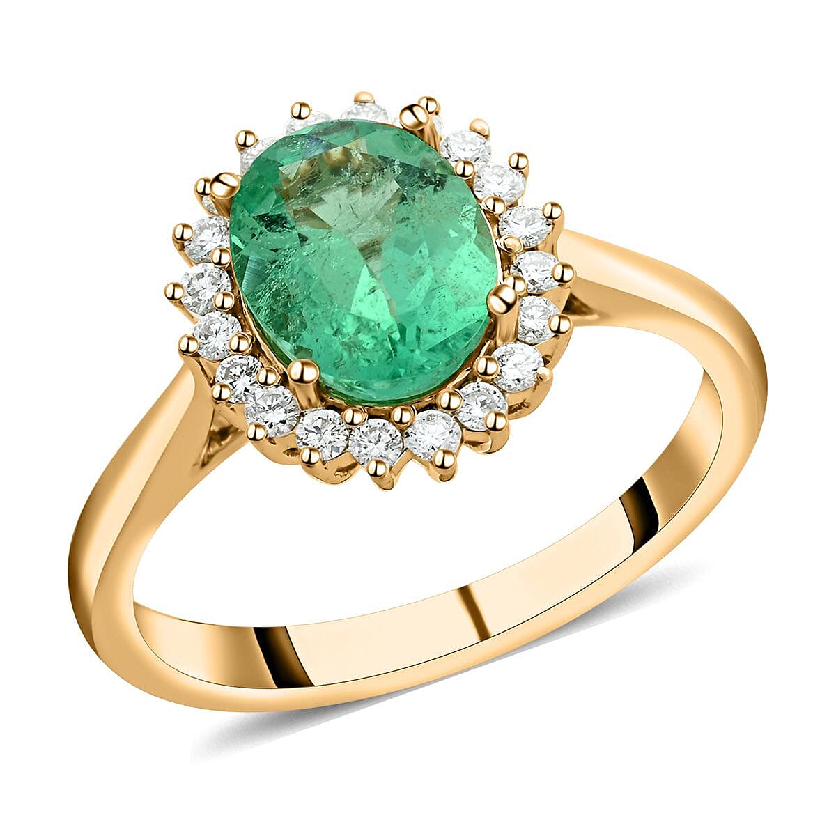 Doorbuster Certified and Appraised Iliana 18K Yellow Gold AAA Boyaca Colombian Emerald and SI Diamond Ring 4.45 Grams 2.00 ctw