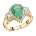 Doorbuster Certified and Appraised Iliana 18K Yellow Gold AAA Boyaca Colombian Emerald and SI Diamond Ring (Size 10.0) 6.30 Grams 2.25 ctw - Sticky add to cart bar