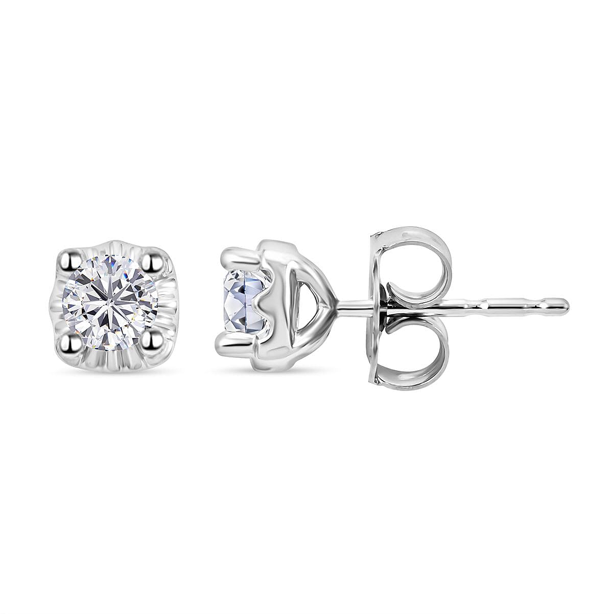 14K White Gold Diamond I2-I3 Stud Earrings 0.50 ctw