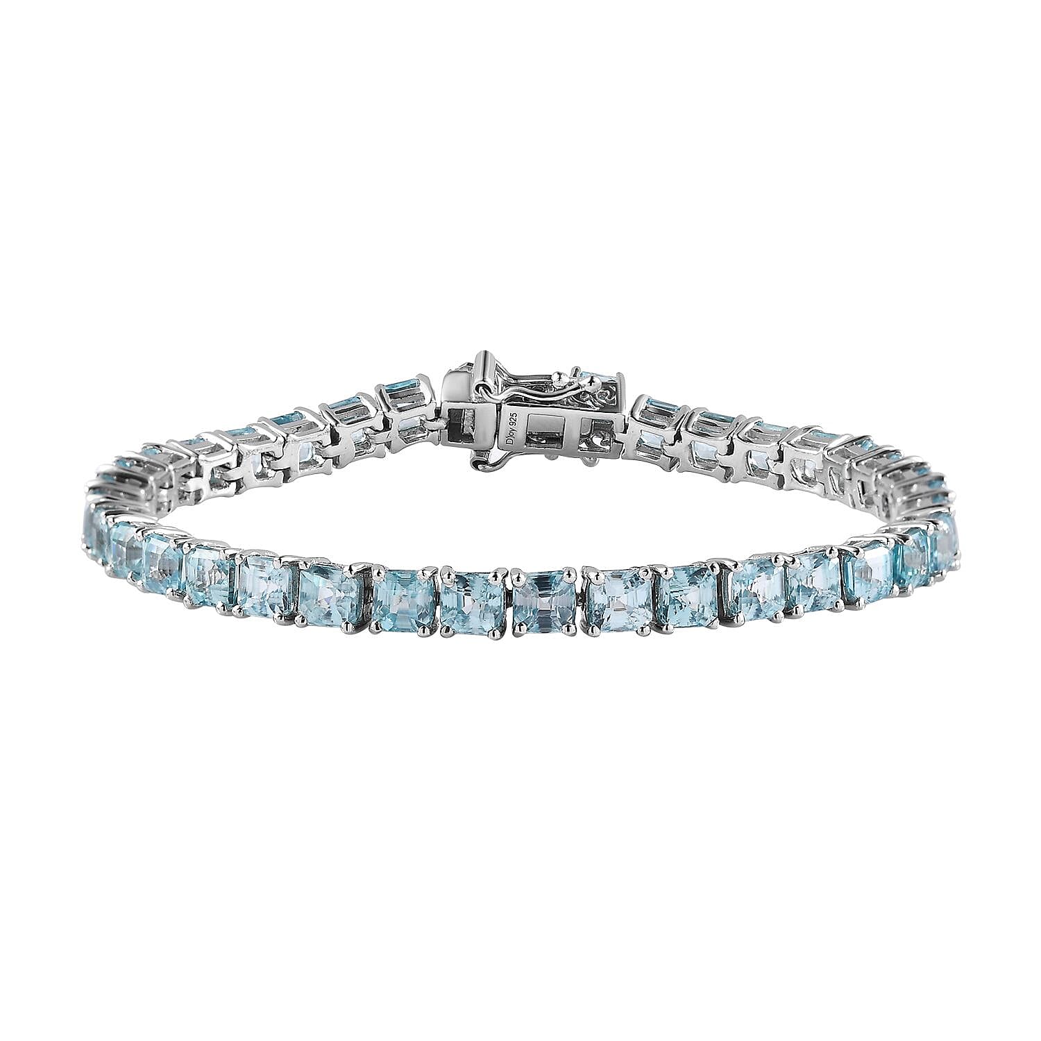 One Time Only Asscher Cut Cambodian Blue Zircon Tennis Bracelet in Platinum Over Sterling Silver (6.50 In) 19.20 ctw