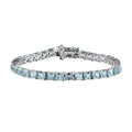 One Time Only Asscher Cut Cambodian Blue Zircon Tennis Bracelet in Platinum Over Sterling Silver (6.50 In) 19.20 ctw - Sticky add to cart bar