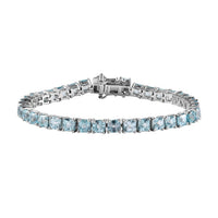One Time Only Asscher Cut Cambodian Blue Zircon Tennis Bracelet in Platinum Over Sterling Silver (6.50 In) 19.20 ctw