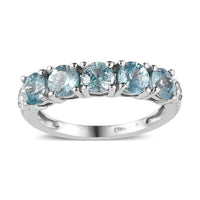 Cambodian Blue Zircon Ring in Platinum Over Sterling Silver (Size 5) 2.20 ctw
