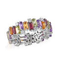 GP Art Deco Collection Multi Gemstone Eternity Ring in Platinum Over Sterling Silver (Size 6.0) (Del. in 8-10 Days) 4.50 ctw - Sticky add to cart bar