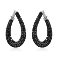 Thai Black Spinel Stud Earrings in Rhodium Over Sterling Silver 3.15 ctw