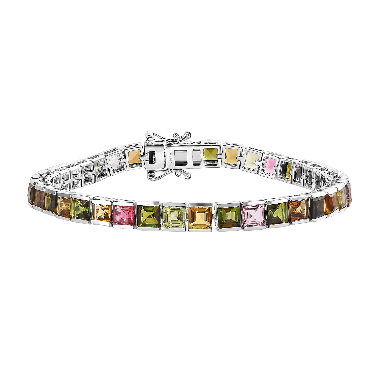 TLV Multi-Tourmaline Bracelet in Platinum Over Sterling Silver (6.50 In) 12.70 ctw