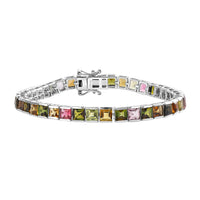TLV Multi-Tourmaline Bracelet in Platinum Over Sterling Silver (6.50 In) 12.70 ctw