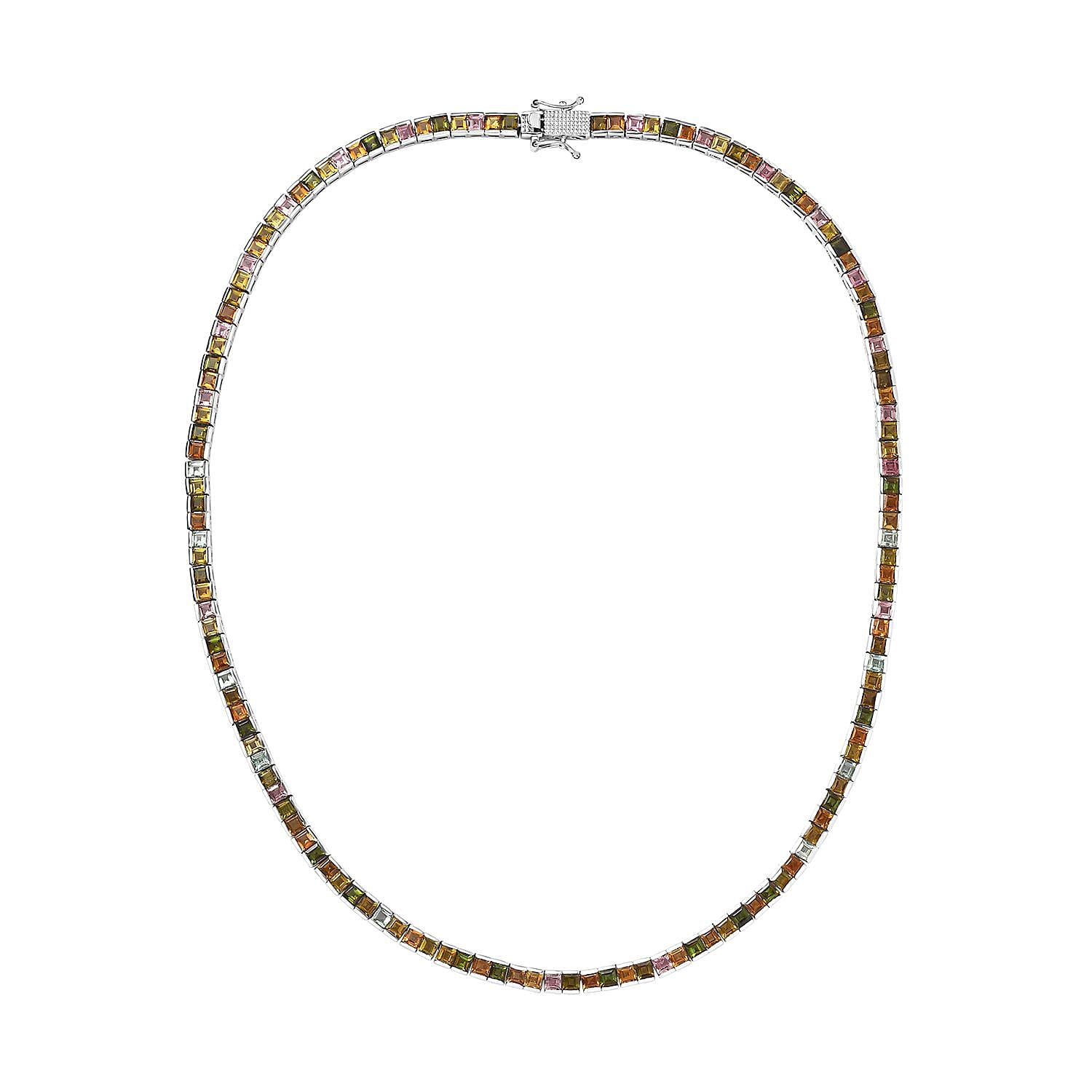 TLV Multi-Tourmaline Necklace (18 Inches) in Platinum Over Sterling Silver 20.25 ctw