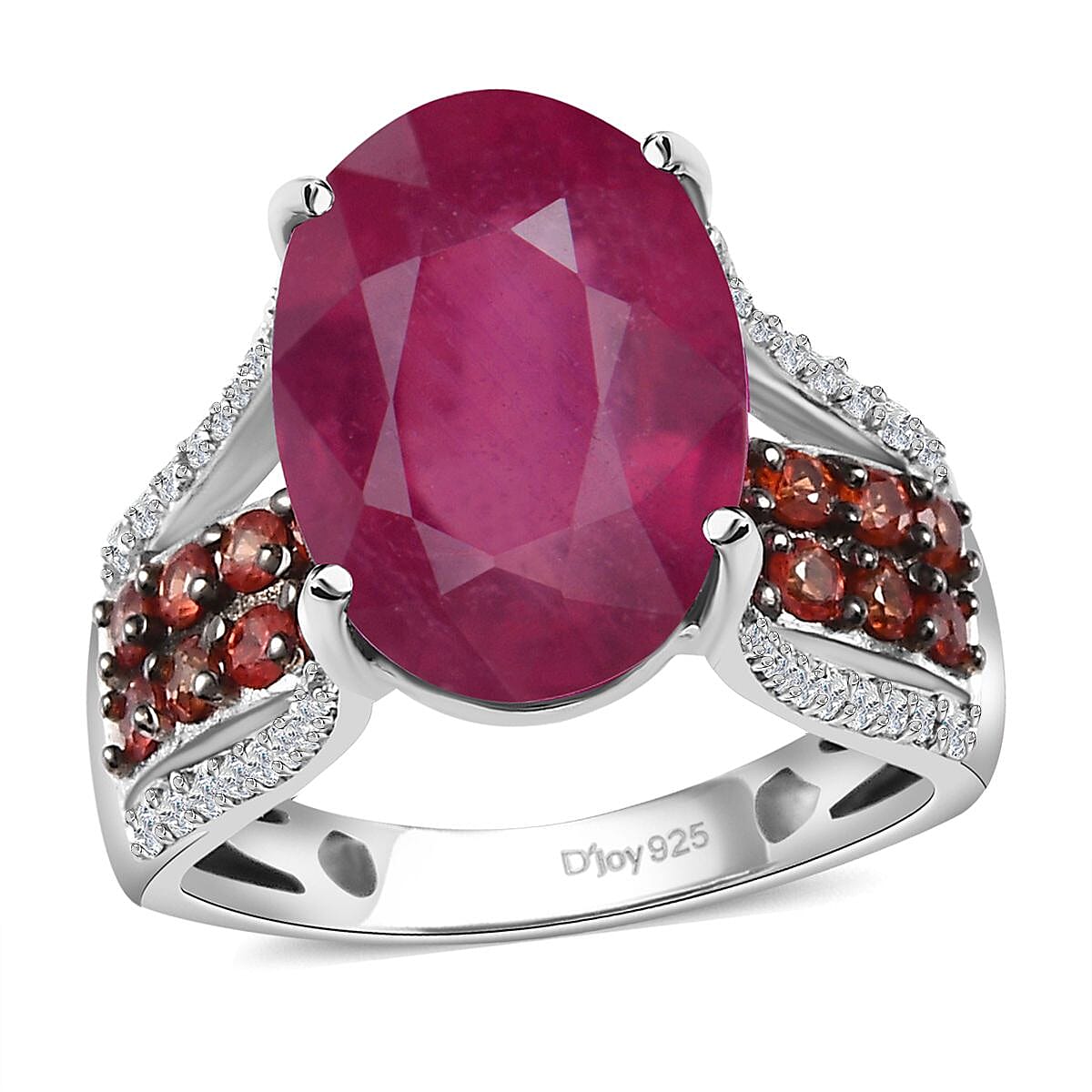 TLV Niassa Ruby (FF), Multi Gemstone Ring in Platinum Over Sterling Silver (Size 10.0) 10.65 ctw