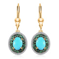 TLV Premium Sleeping Beauty Turquoise, Multi Gemstone Lever Back Earrings in Vermeil YG Over Sterling Silver 3.35 ctw - Sticky add to cart bar