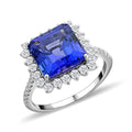 Doorbuster Certified & Appraised Rhapsody 950 Platinum Asscher Cut AAAA Tanzanite and E-F VS Diamond Ring (Size 10.0) 7.05 Grams 7.30 ctw - Sticky add to cart bar