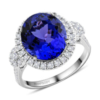 Doorbuster Certified & Appraised Rhapsody 950 Platinum AAAA Tanzanite and E-F VS Diamond Ring 7.35 ctw
